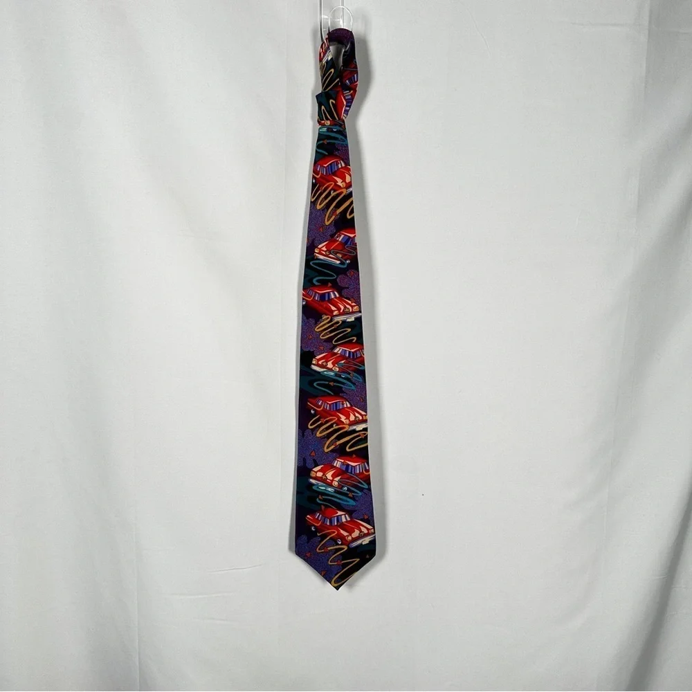 The Beatles Silk Tie Drive My Car 1991 Manhattan Menswear Retro Vintage Purple